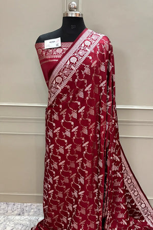 Maroon Masakali Katan Silk Banarasi Saree