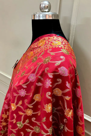 Maroon Zari Meena Cotton Silk Banarasi Dupatta