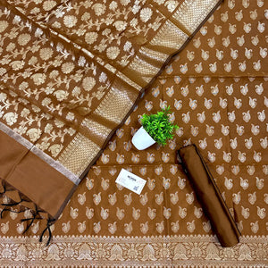 Mustard Chirag Buti Satin Silk Banarasi Suit