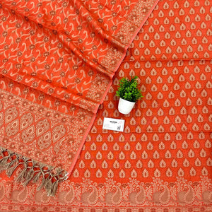 Orange Kacchi Carry Patta Cotton Banarasi Suit