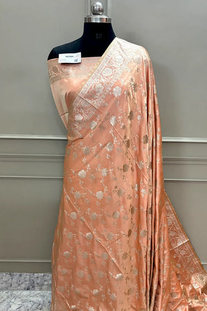 Orange Kesari Jaal Katan Silk Banarasi Saree