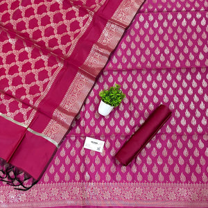Pink Agnipath Buti Satin Silk Banarasi Suit