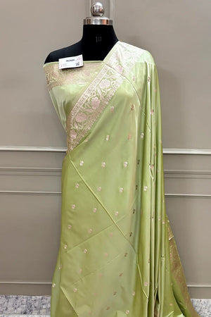 Pista Babu Buti Katan Silk Banarasi Saree