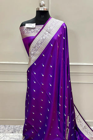 Purple Tilak Buti Katan Silk Banarasi Saree