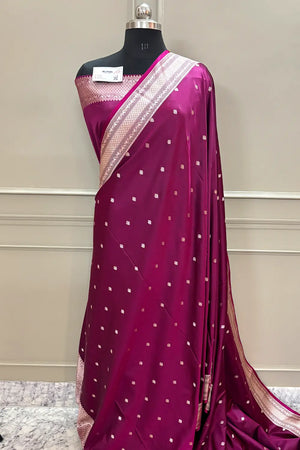 Purple Wazir Buti Katan Silk Banarasi Saree