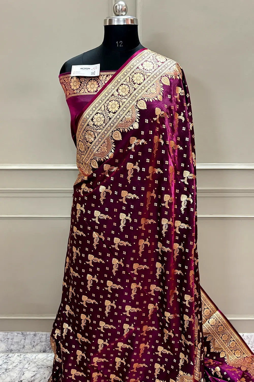 Purple Wine Victory Katan Silk Banarasi Saree