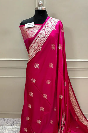Rani Pink Kohinoor Buti Katan Silk Banarasi Saree