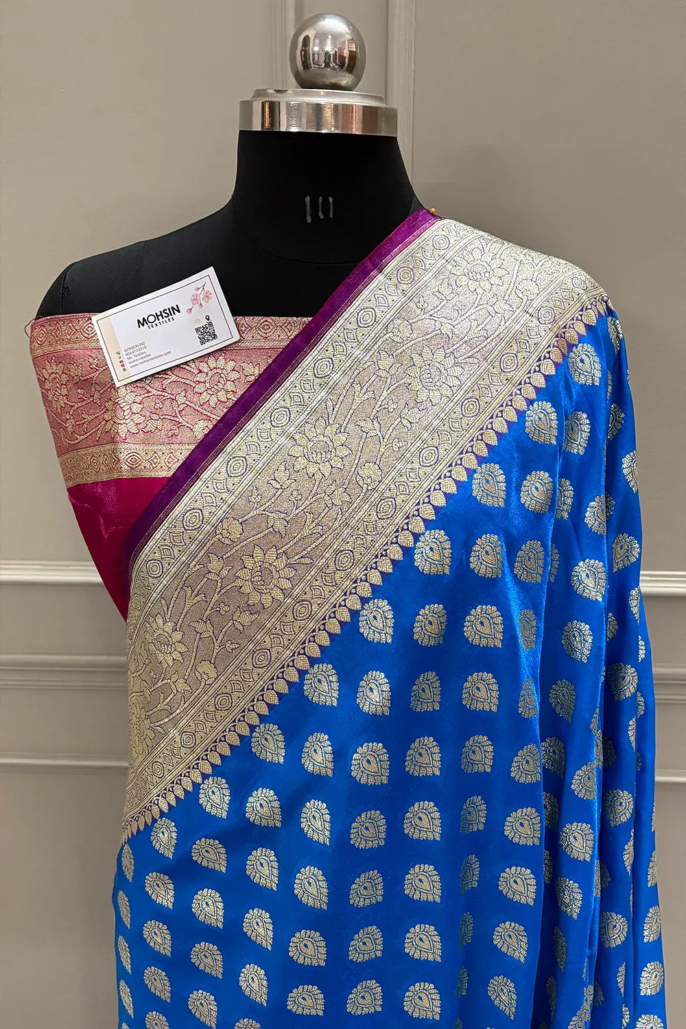Firozi and Pink Mastani Buti Katan Silk Banarasi Saree