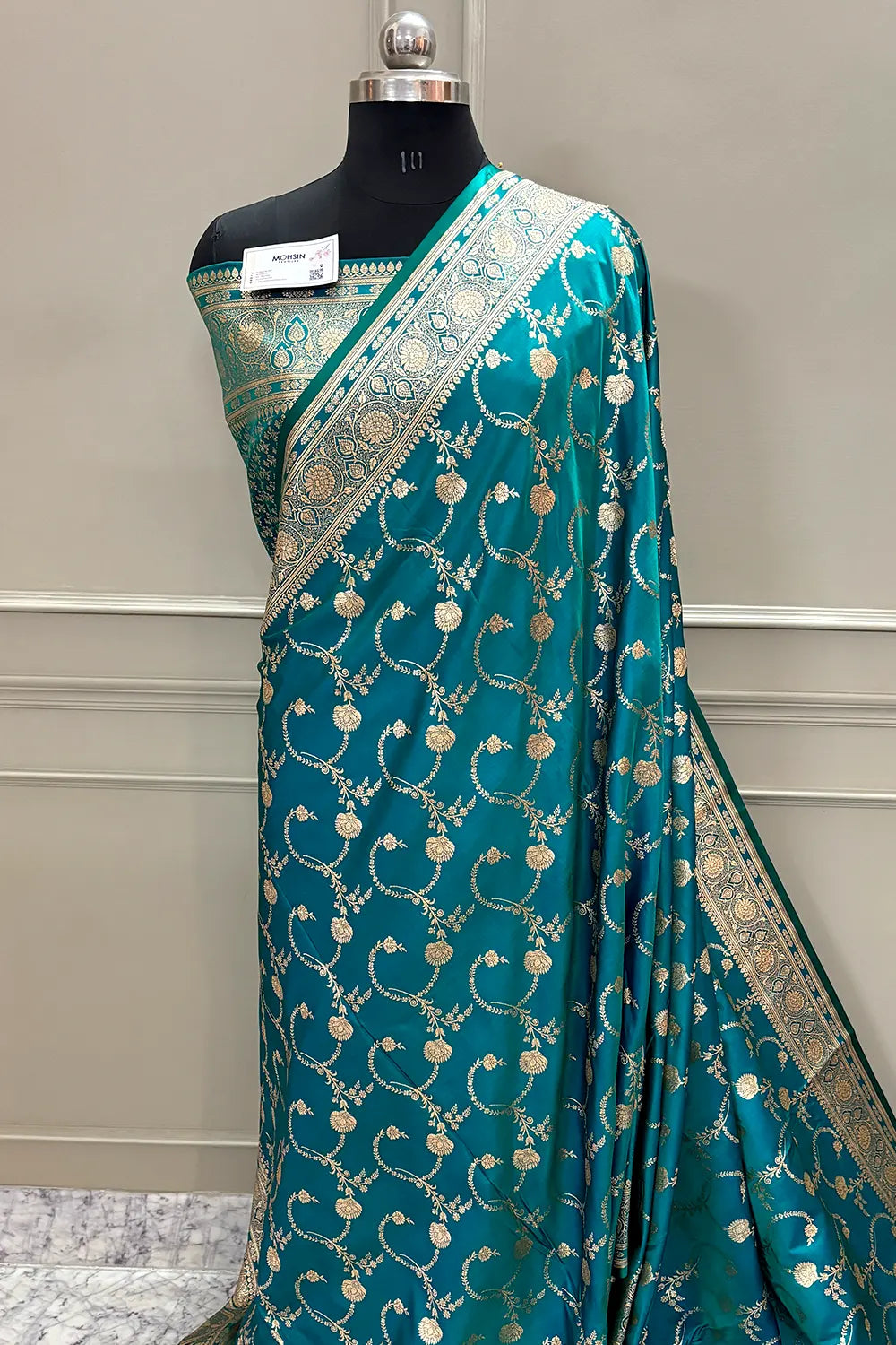 Teal Kanchan Bel Katan Silk Banarasi Saree