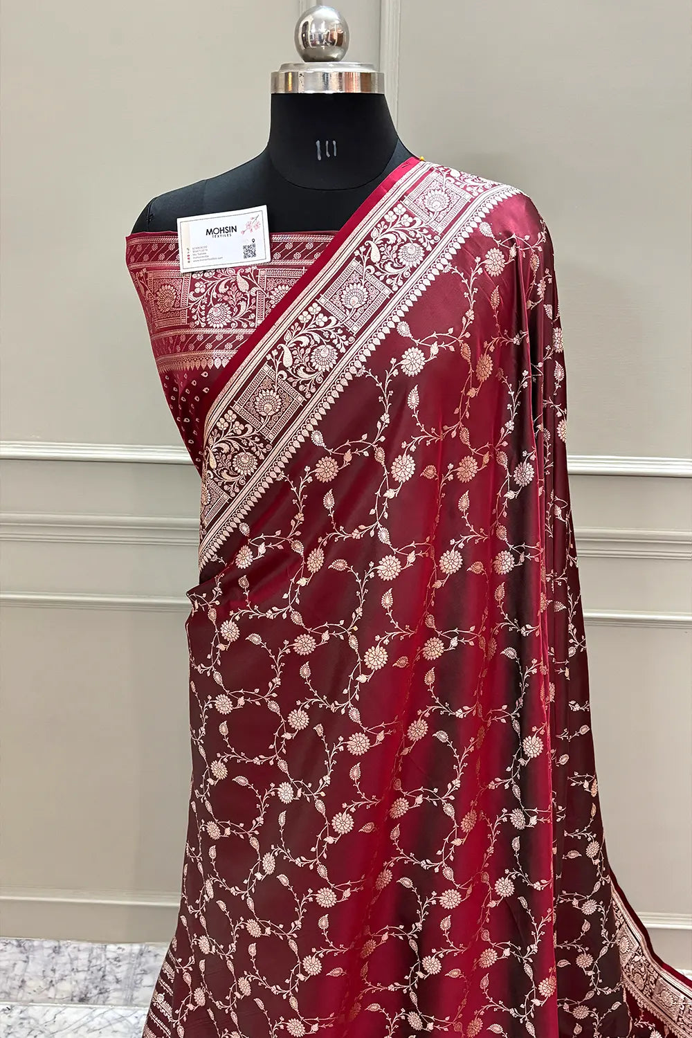 Wine Albeli Jaal Katan Silk Banarasi Saree