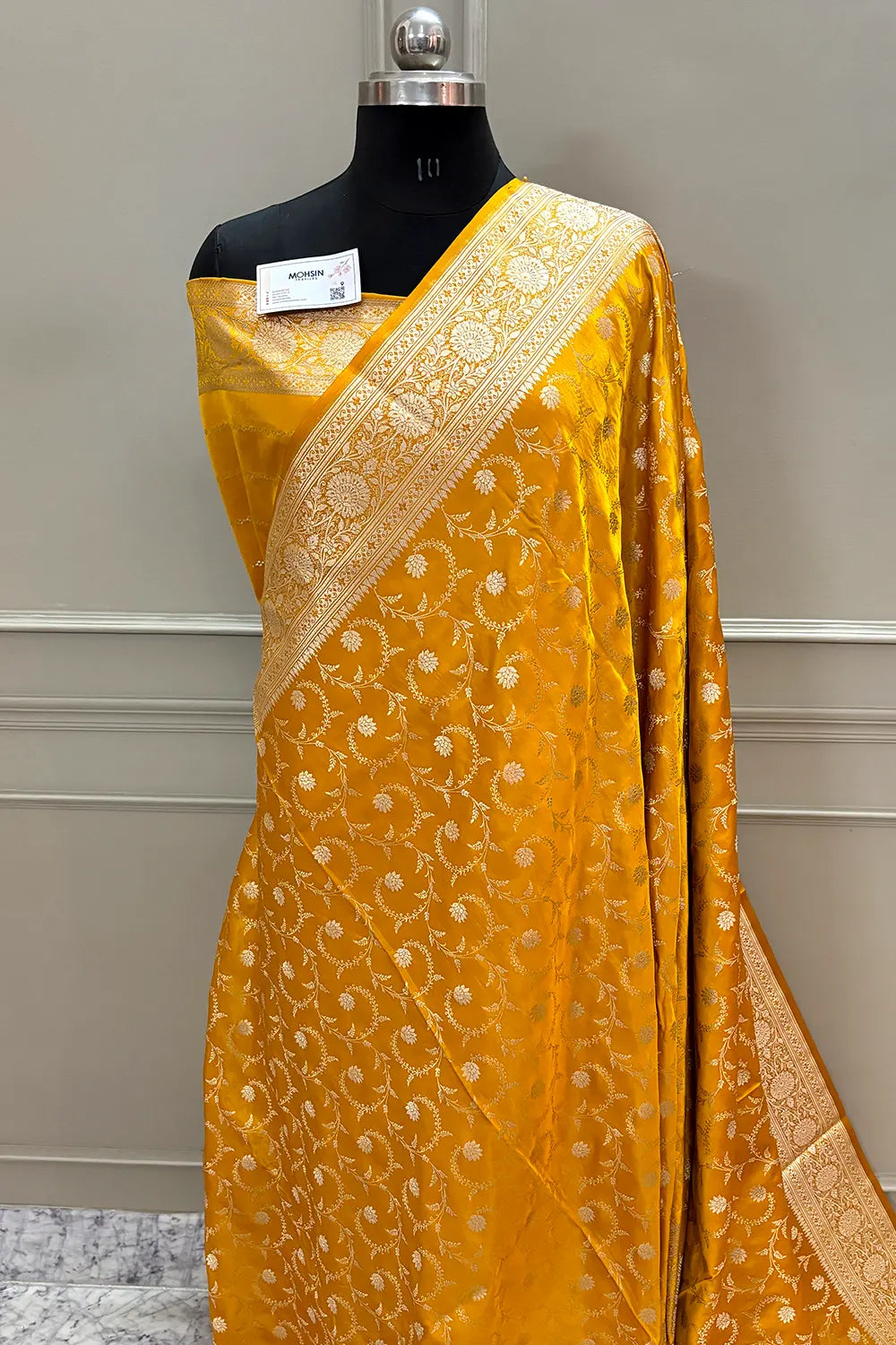 Yellow Eragon Jaal Katan Silk Banarasi Saree