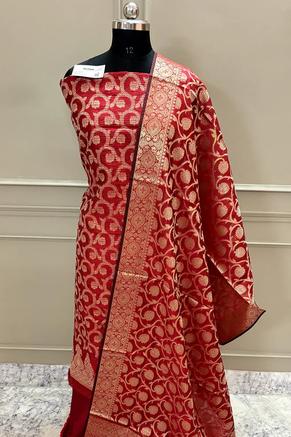 Maroon Crush Kalgha Jaal Banarasi Silk Suit