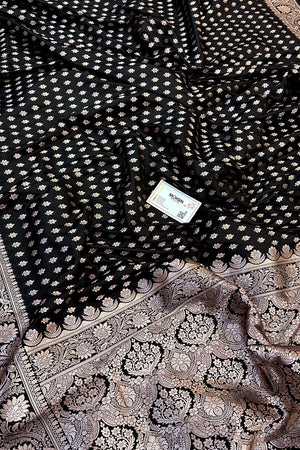 Black Chunni Buti Katan Silk Banarasi Saree