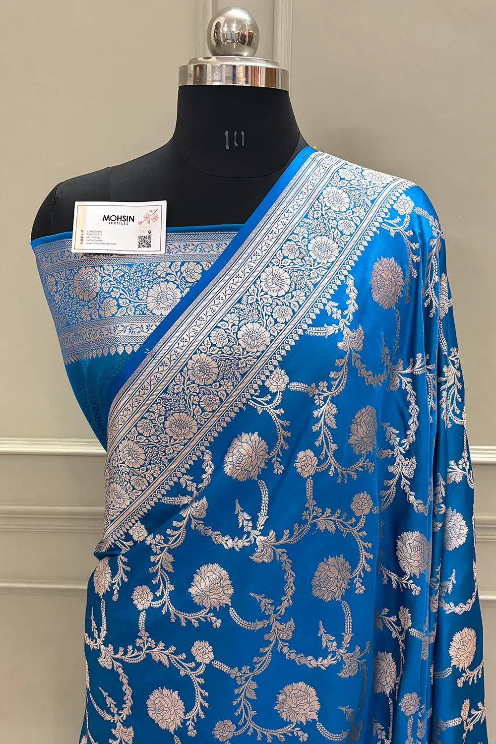 Firozi Laabela Jaal Katan Silk Banarasi Saree