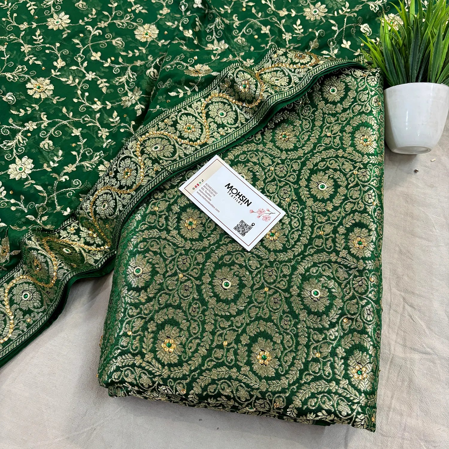 Green Murrah Jaal Stone Work Kimkhab Silk Banarasi Gharara