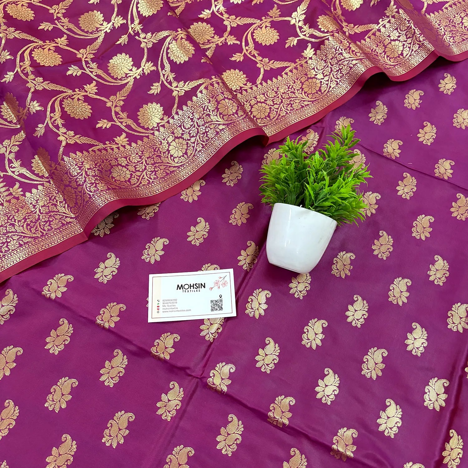 Magenta Godzilla Satin Silk Banarasi Suit