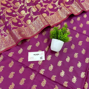 Magenta Godzilla Satin Silk Banarasi Suit