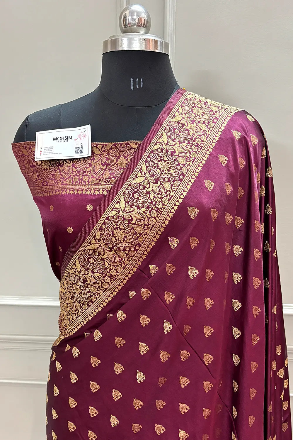 Maroon Golden Zari Katan Silk Banarasi Saree