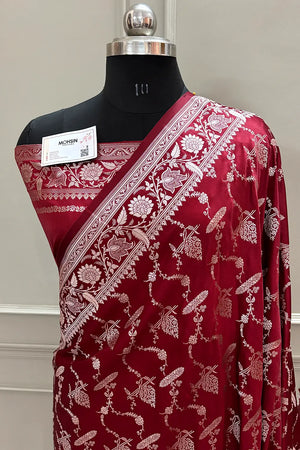 Maroon Masakali Katan Silk Banarasi Saree