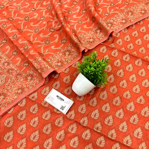 Orange Kacchi Carry Patta Cotton Banarasi Suit