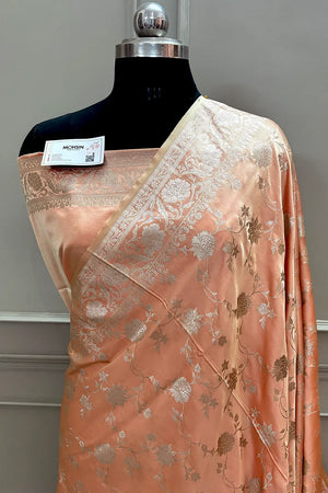 Orange Kesari Jaal Katan Silk Banarasi Saree