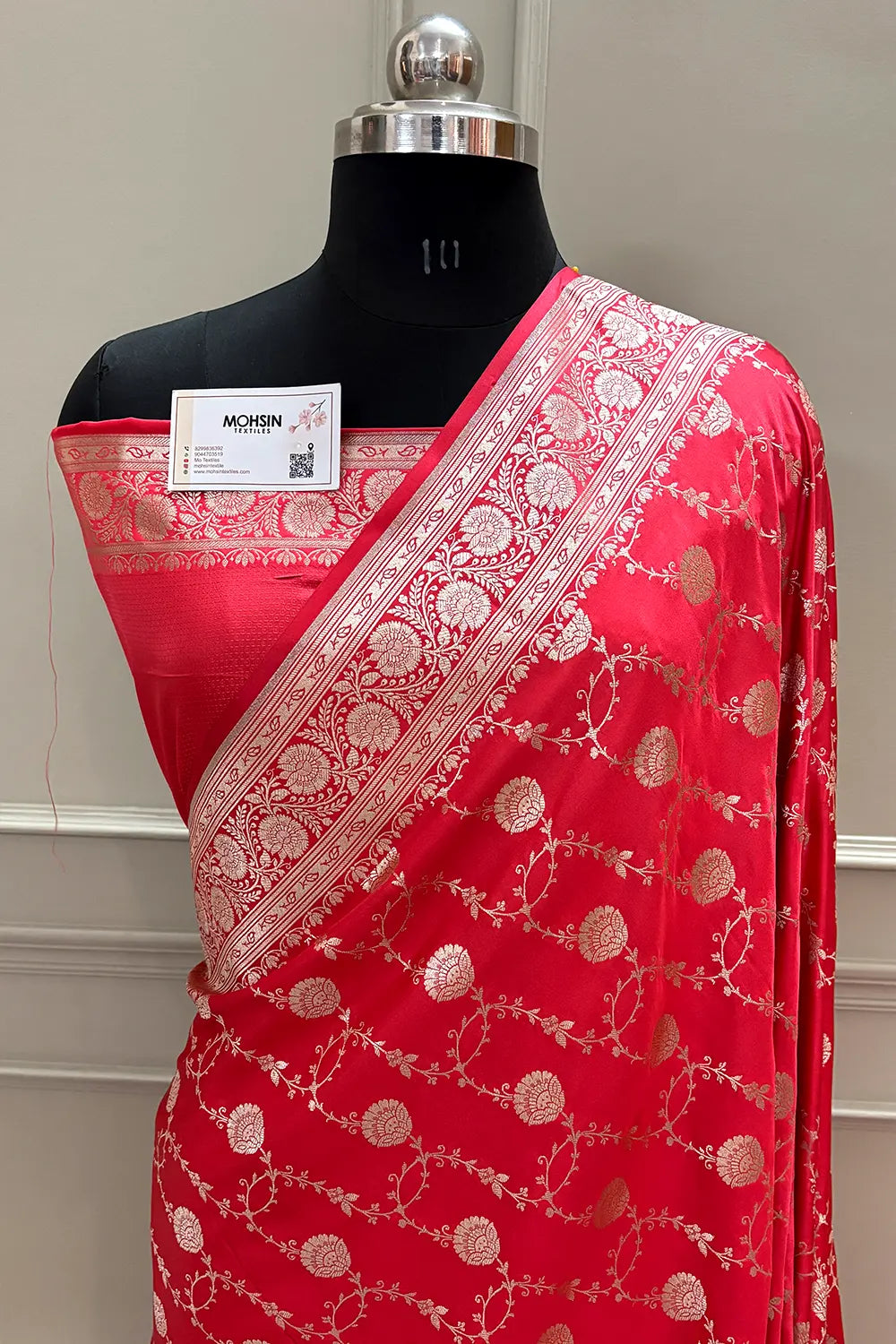 Peach Ropeway Jaal Katan Silk Banarasi Saree