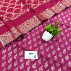 Pink Agnipath Buti Satin Silk Banarasi Suit