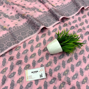 Pink Resham Zari Banarasi Silk Suit