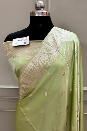 Pista Babu Buti Katan Silk Banarasi Saree