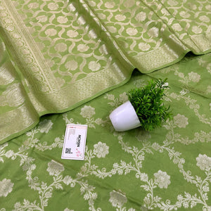 Pista Kashmiri Jaal Katan Silk Banarasi Suit