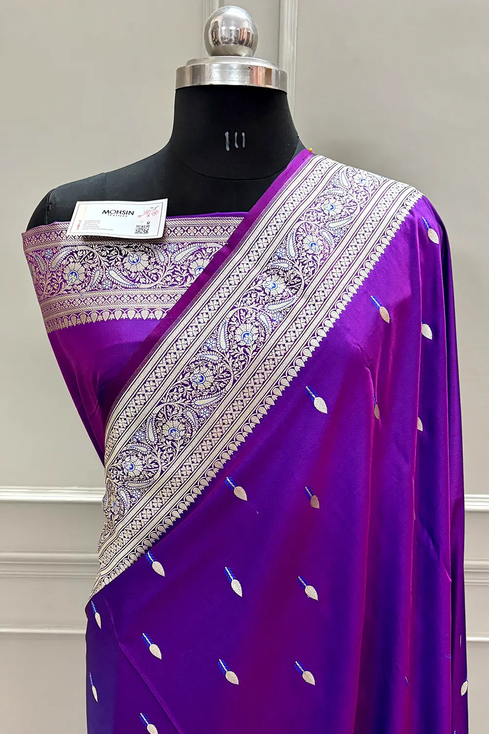 Purple Tilak Buti Katan Silk Banarasi Saree