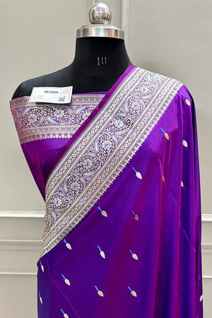 Purple Tilak Buti Katan Silk Banarasi Saree