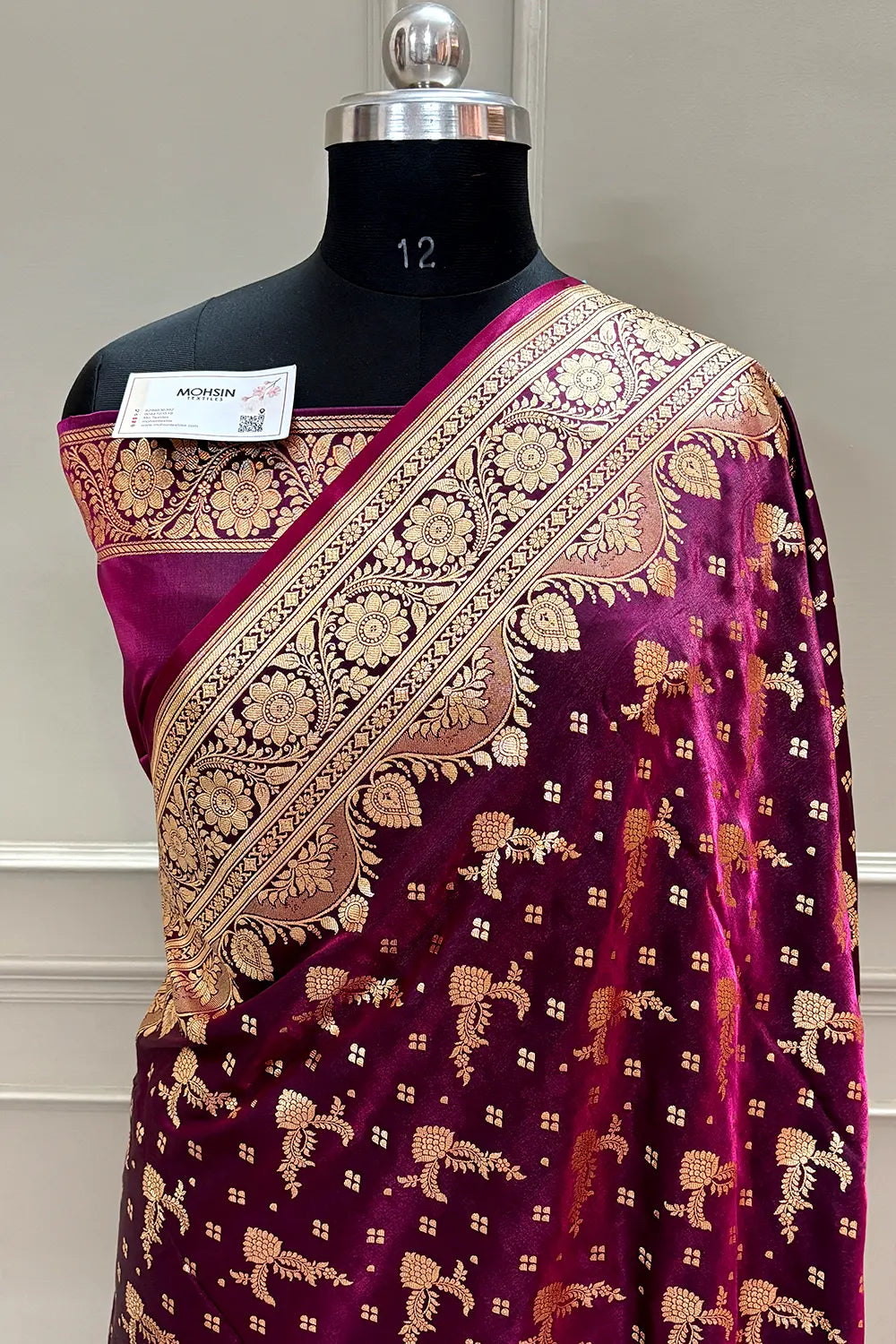 Purple Wine Victory Katan Silk Banarasi Saree