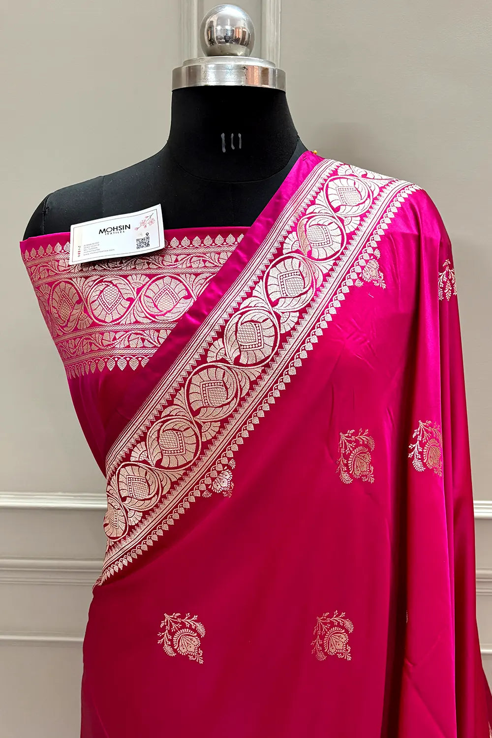 Rani Pink Kohinoor Buti Katan Silk Banarasi Saree