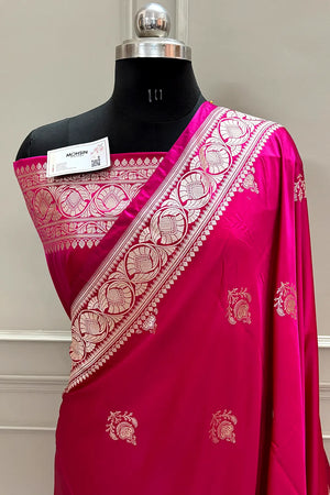 Rani Pink Kohinoor Buti Katan Silk Banarasi Saree