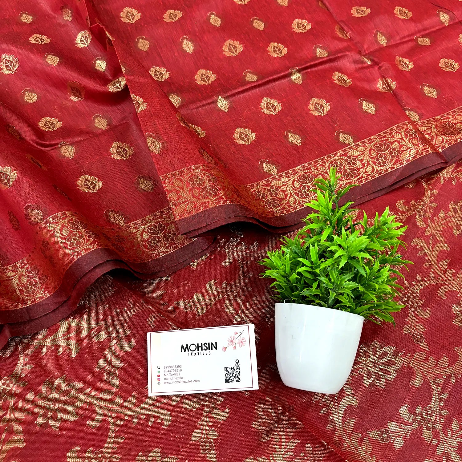 Red Mogambo Jaal Satin Silk Banarasi Suit