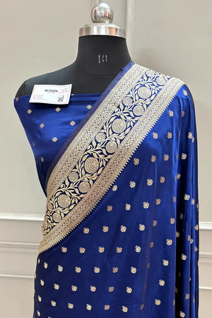 Royal Blue Golden Zari Katan Silk Banarasi Saree