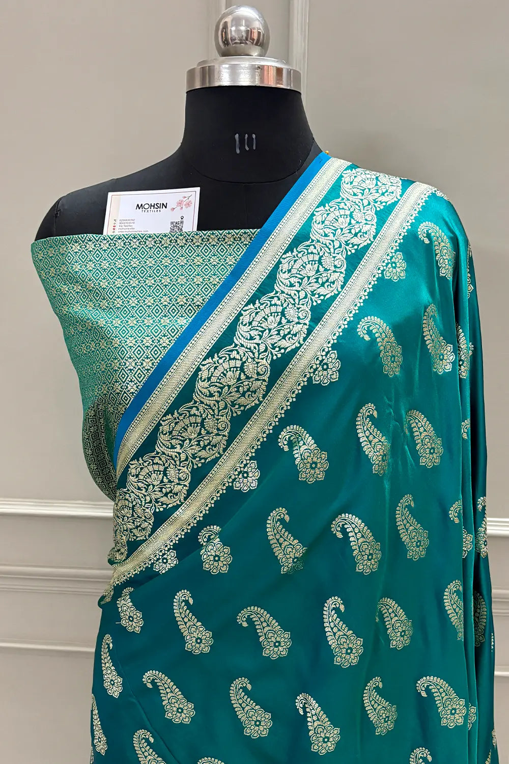 Sea Green Unicorn Buti Katan Silk Banarasi Saree