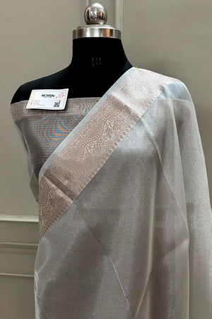 Silver Golden Zari Tissue Silk Banarasi Saree