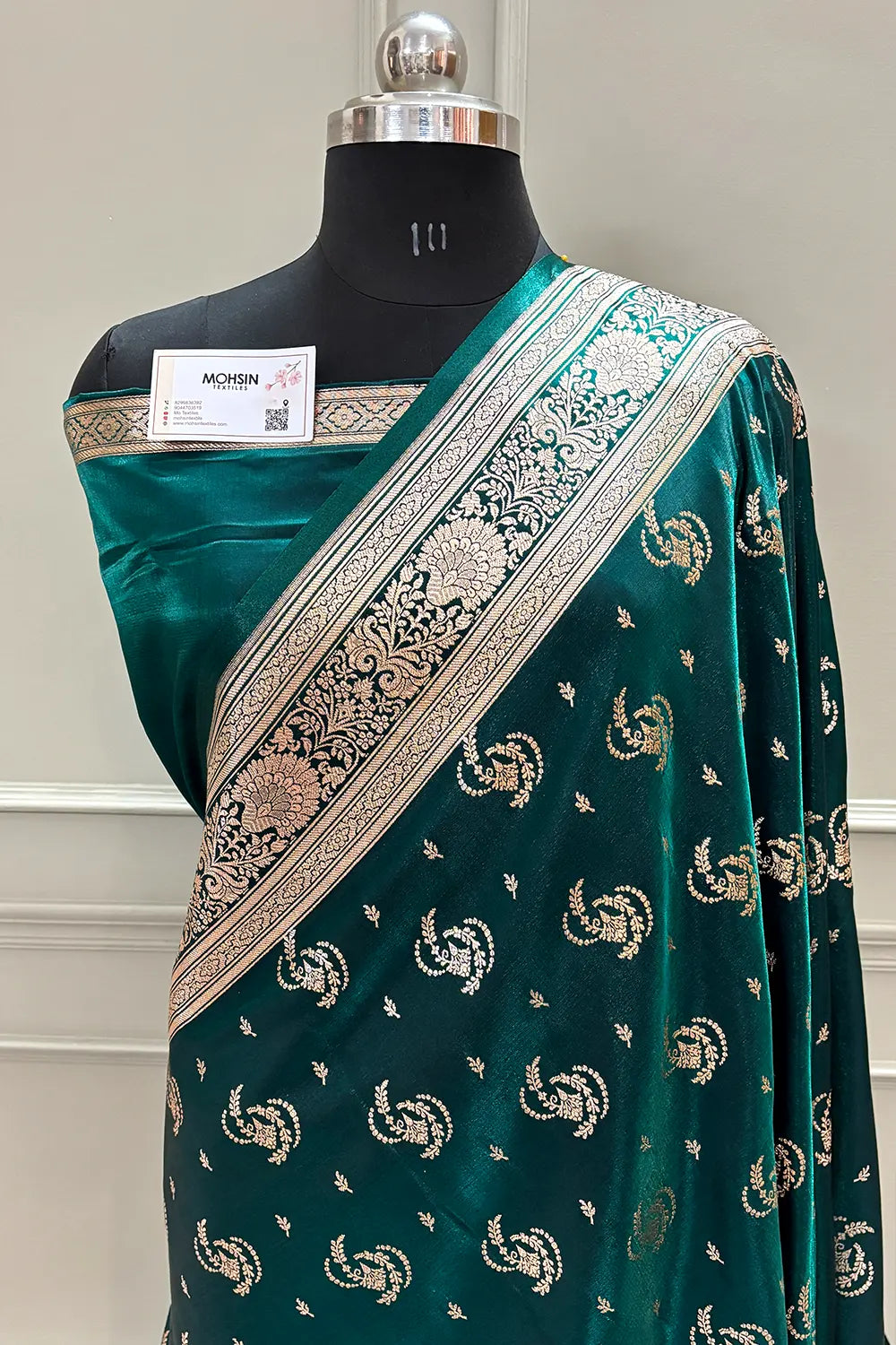 Teal Galaxy Buti Katan Silk Banarasi Saree
