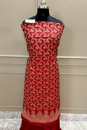 Maroon Crush Kalgha Jaal Banarasi Silk Suit