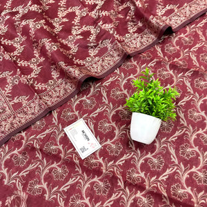 Wine Surahi Jaal Cotton Silk Banarasi Suit