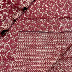 Wine Surahi Jaal Cotton Silk Banarasi Suit