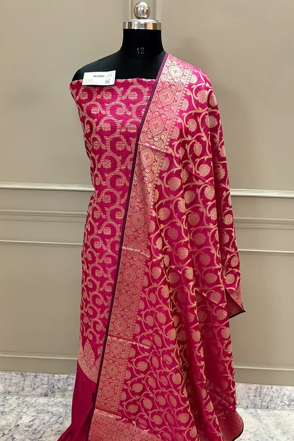 Pink Crush Kalgha Jaal Banarasi Silk Suit