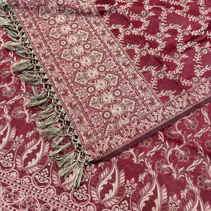 Wine Surahi Jaal Cotton Silk Banarasi Suit