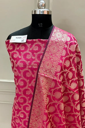 Pink Crush Kalgha Jaal Banarasi Silk Suit