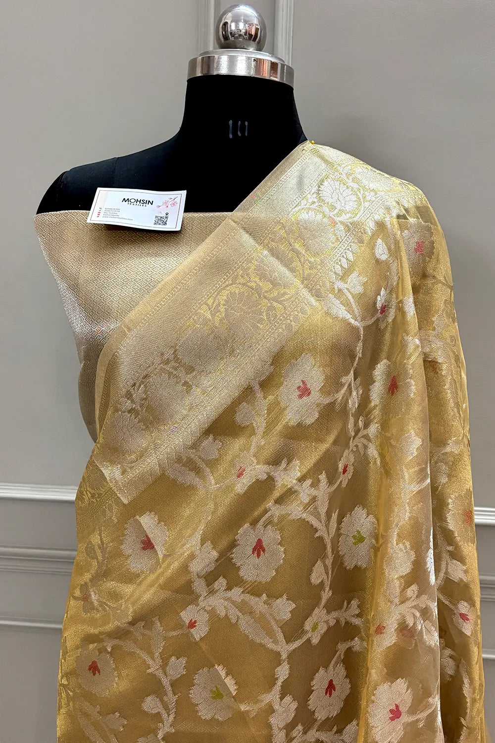Gold Golden Zari Tissue Silk Banarasi Saree