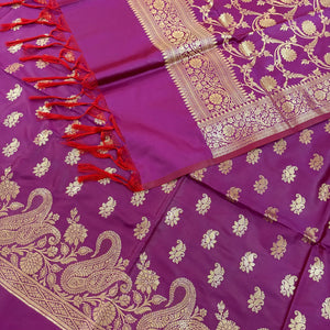 Magenta Godzilla Satin Silk Banarasi Suit