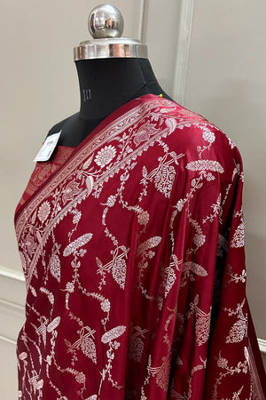 Maroon Masakali Katan Silk Banarasi Saree