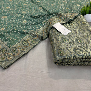 Mint Green Chiragha Jaal Stone Work Kimkhab Silk Banarasi Gharara